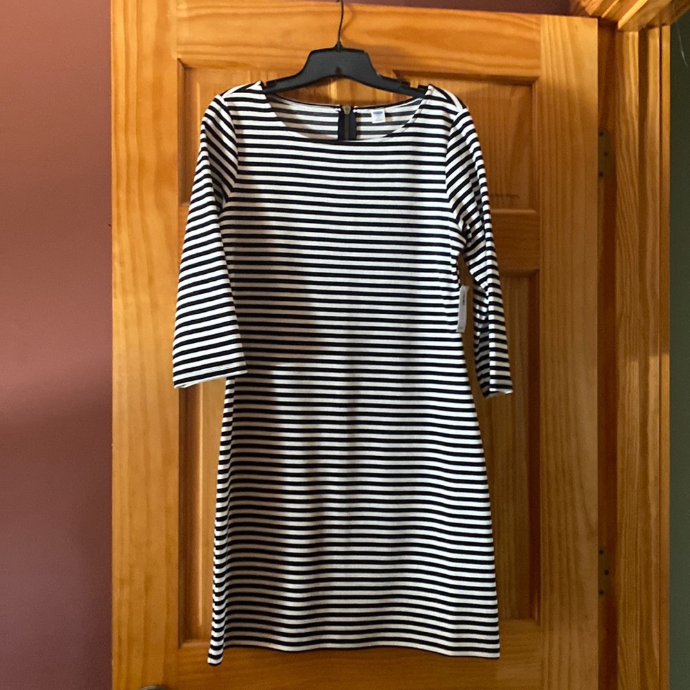 Black and cream striped dress. Size M